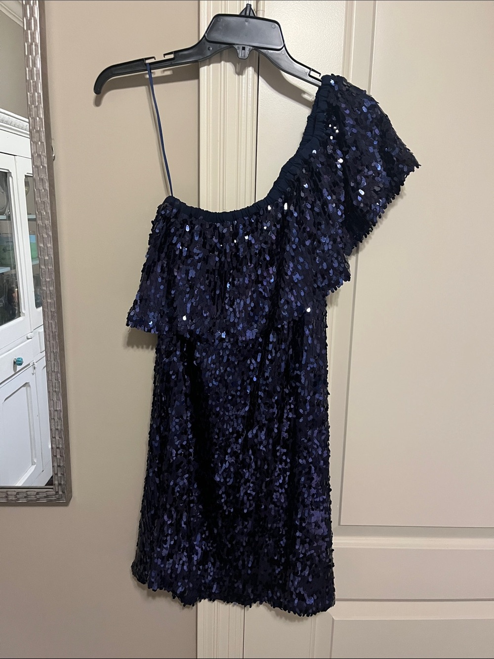 BB Dakota Women’s Navy One-Shoulder Sequin Party Dress - Picture 1 of 4